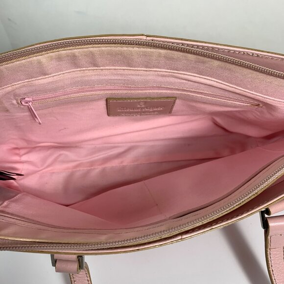 Etienne Aigner Ballet Pink Leather Shoulder Bag Zip Closure Dividers Pockets - Picture 7 of 16